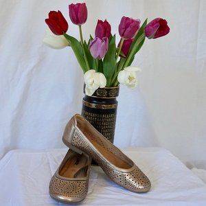 Champagne Gold Metallic Cutout Ballet Flat